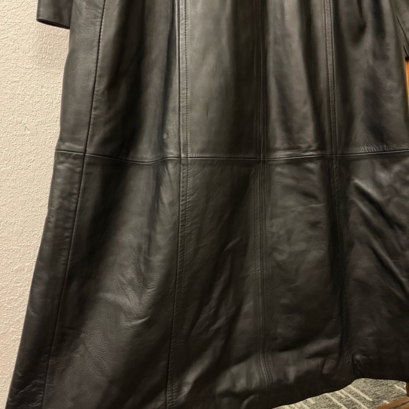 Thinsulate Black Leather Trench Coat - Picture 10 of 12